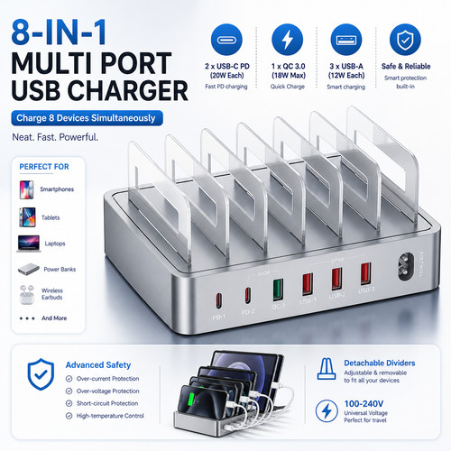Stazione ricarica usb 72w 6 - ricarica,